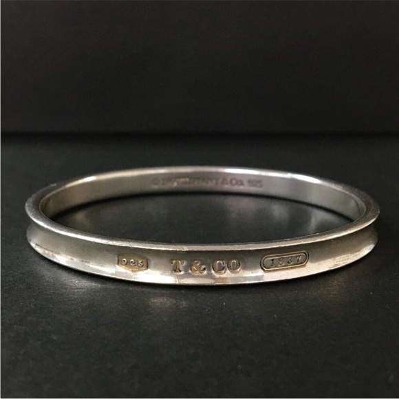 AUTH TIFFANY&CO. Silver 925 1837 Bangle Bracelet